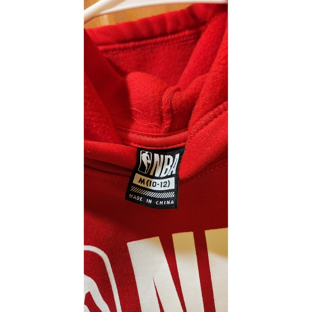 NBA Worldwide Kids Red Fleece Graphic Hoodie Sweatshirt Size M 10-12 Logo Pocket - Picture 4 of 7